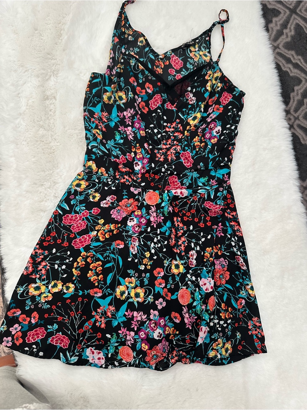 Express Black Floral Mini Dress